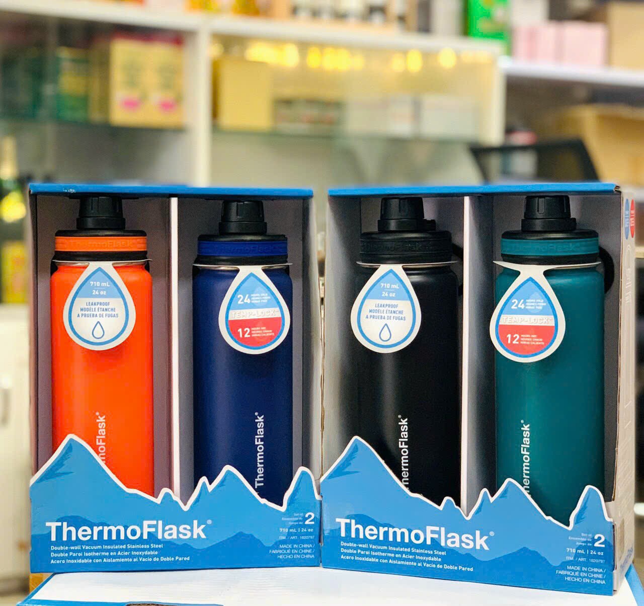 SET 2 BÌNH GIỮ NHIỆT THÉP KHÔNG GỈ THERMOFLASK 710ML X 2