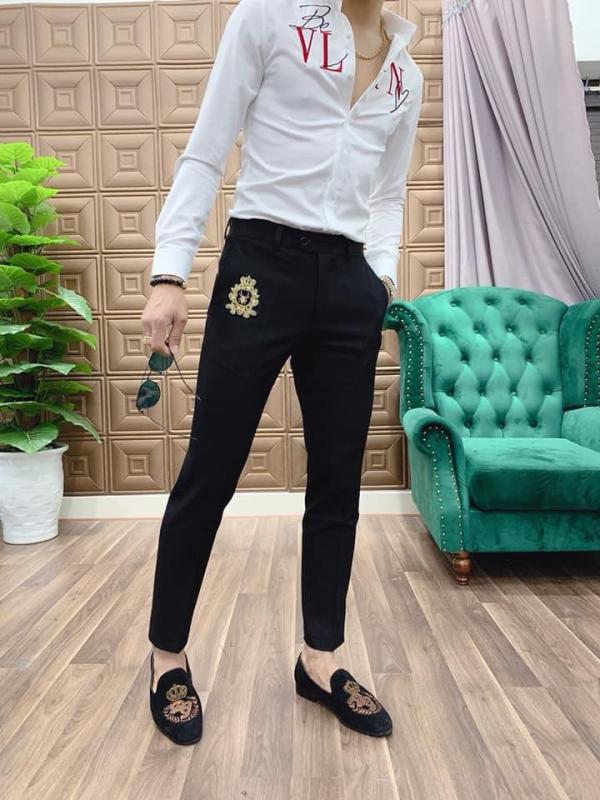 Quần âu nam Thêu họa tiết quần tây nam thiết kế