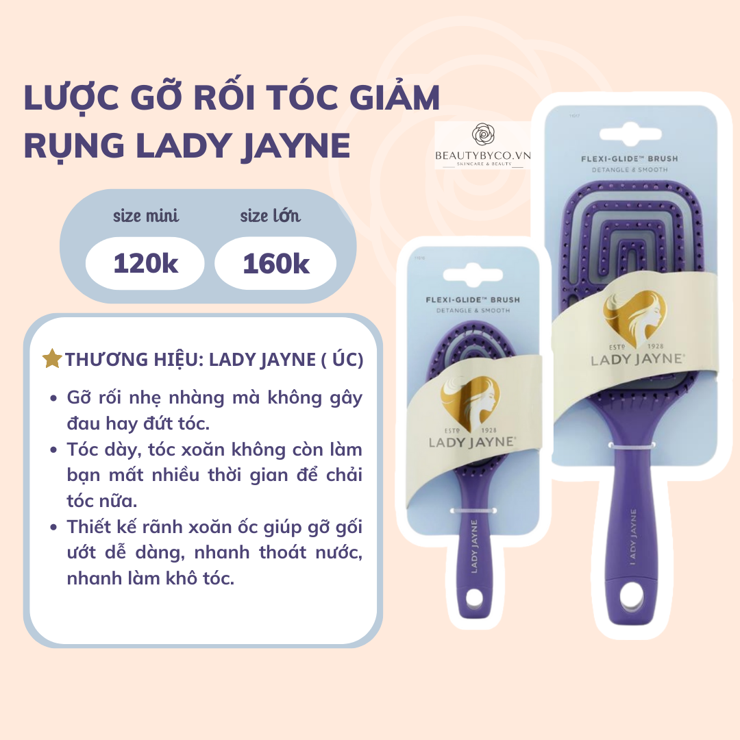 Lược gỡ rối tóc giảm rụng tóc LADY JAYNE - Beautybyco