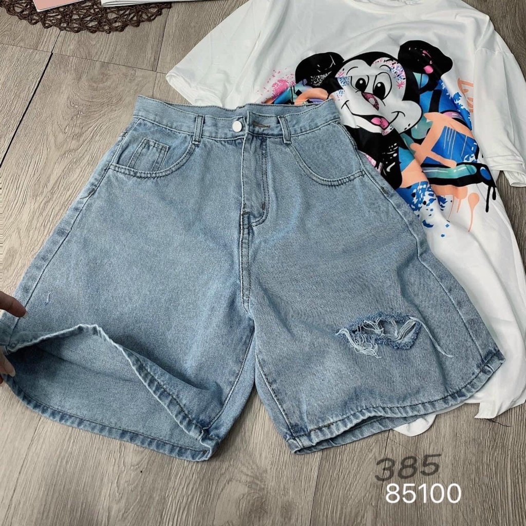 Quần jeans ngố lai cuốn rách 1 line