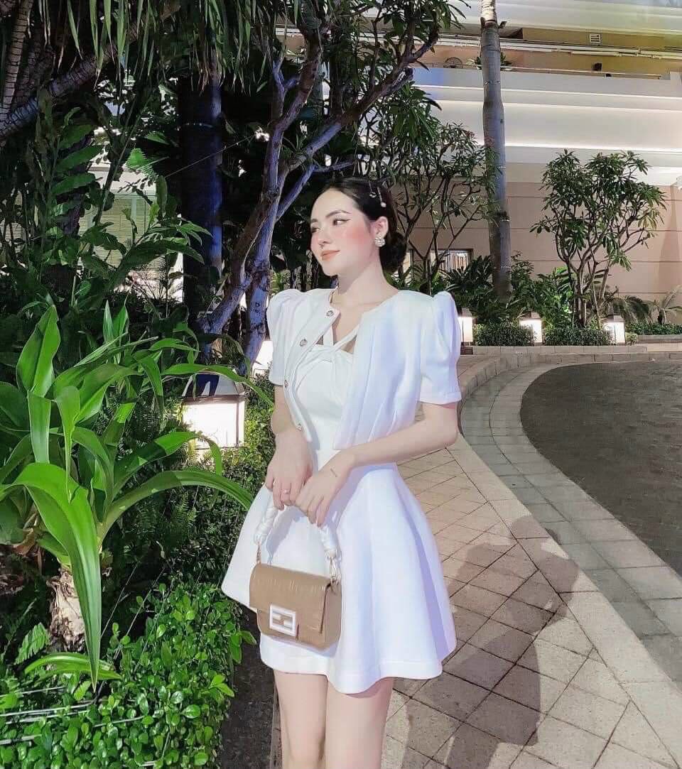 [Hot] Đầm Xòe + Áo Khoác Ngắn Tay