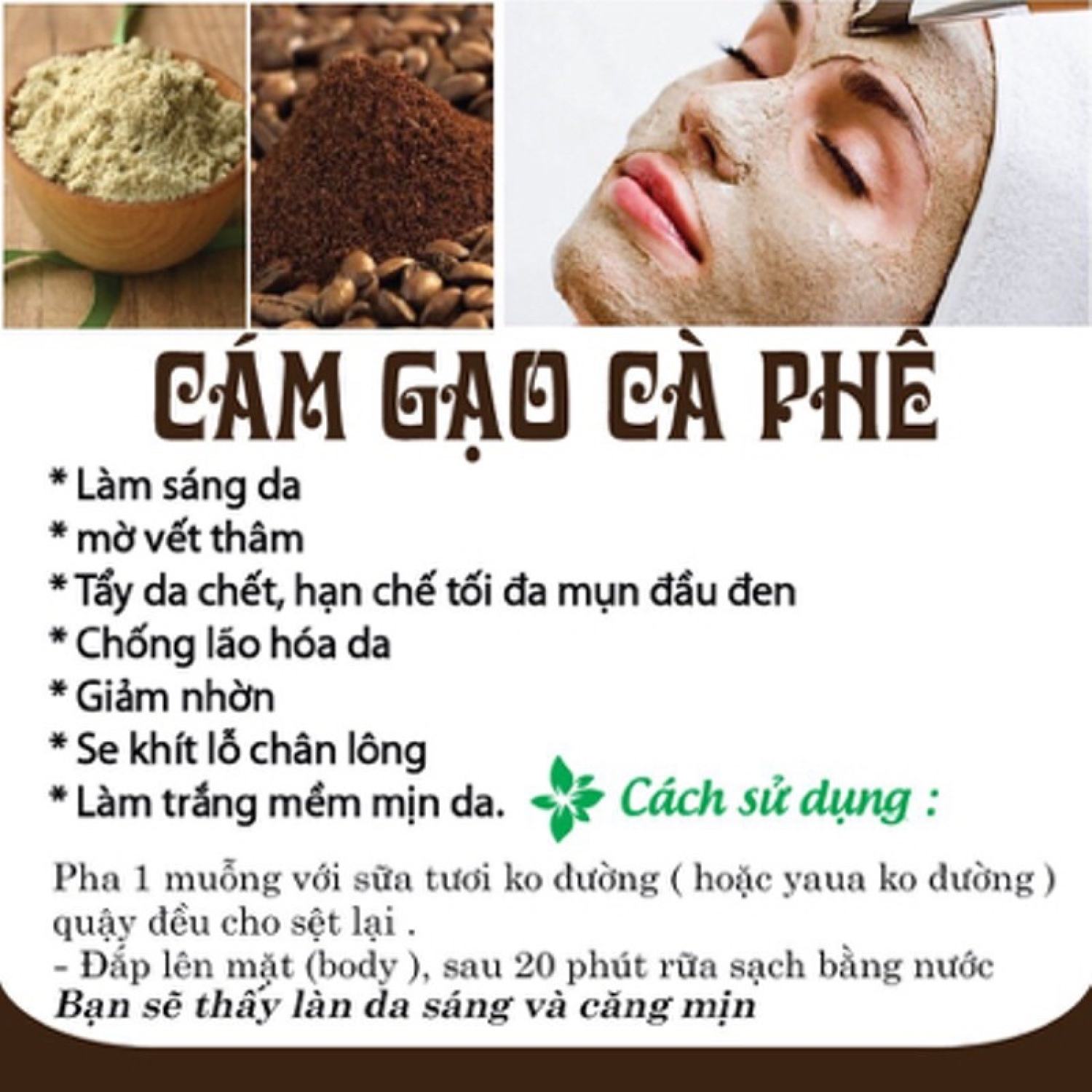 1kg bột cám gạo cà phê tẩy da chết handmade