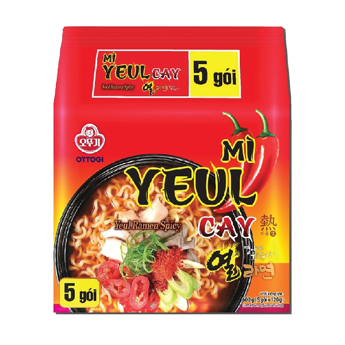 Lốc 5 Gói Mì Yeul Cay Hàn Quốc OTTOGI Gói 120gram
