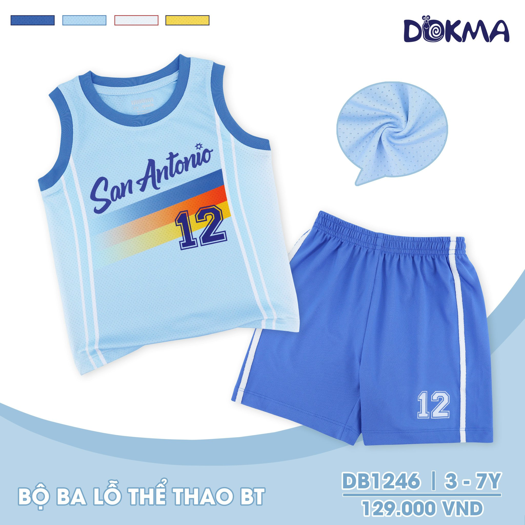 Bộ 3 lỗ sát nách thể thao bé trai Dokma - chất Poly mềm mát thoát nhiệt siêu nhẹ