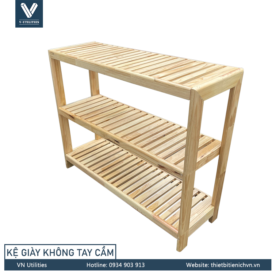 Kệ Để Giày Dép Gỗ Thông 3 Tầng