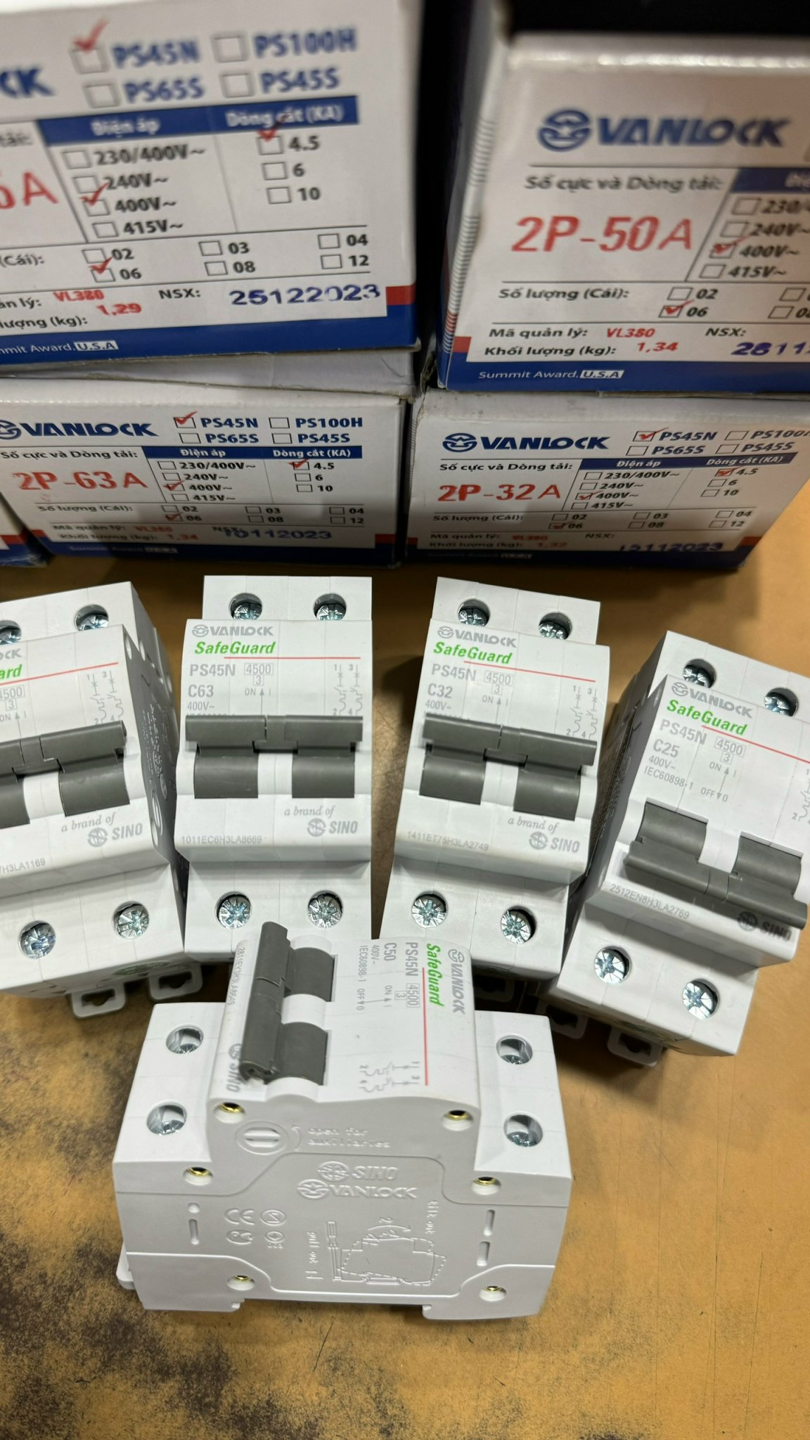 Aptomat đôi 2P 6A-63A Sino Vanlock PS45N Sino Vanlock