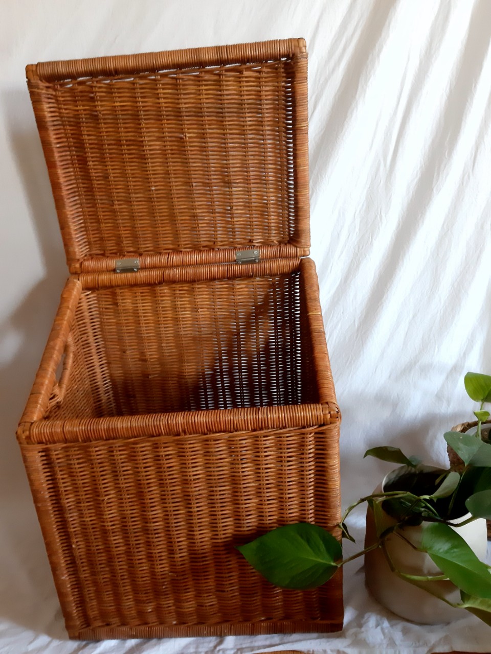 Sọt mây đựng đồ đa năng có nắp 40*28* H41 cm ( nắp thẳng)/ 40*30*H50/40cm ( nắp chéo) Phong Cách Vintage Boho/ Đựng đồ chơi/ Giặt là/ Chất Liệu Mây Cói Tre