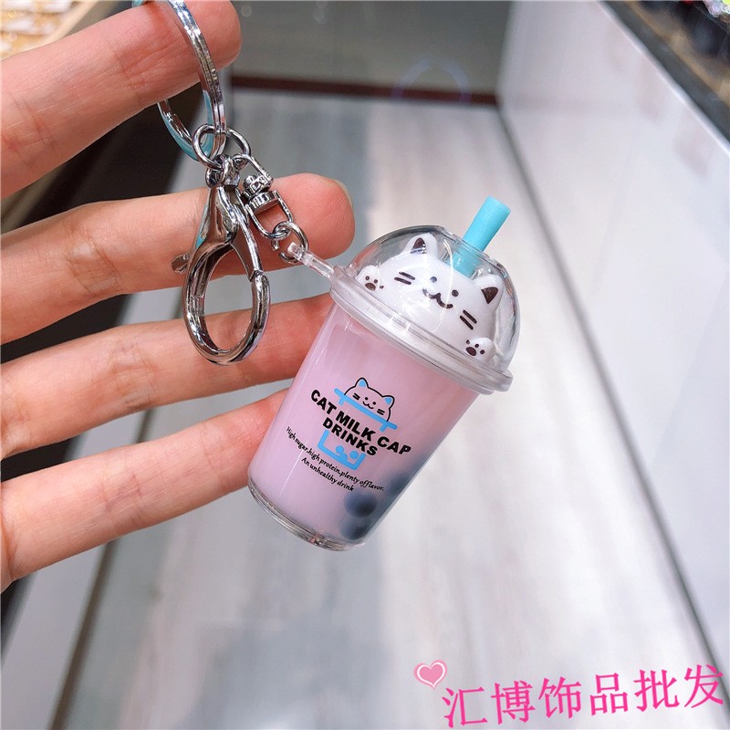 Móc khóa cute, móc chìa khóa hình ly trà sữa cute