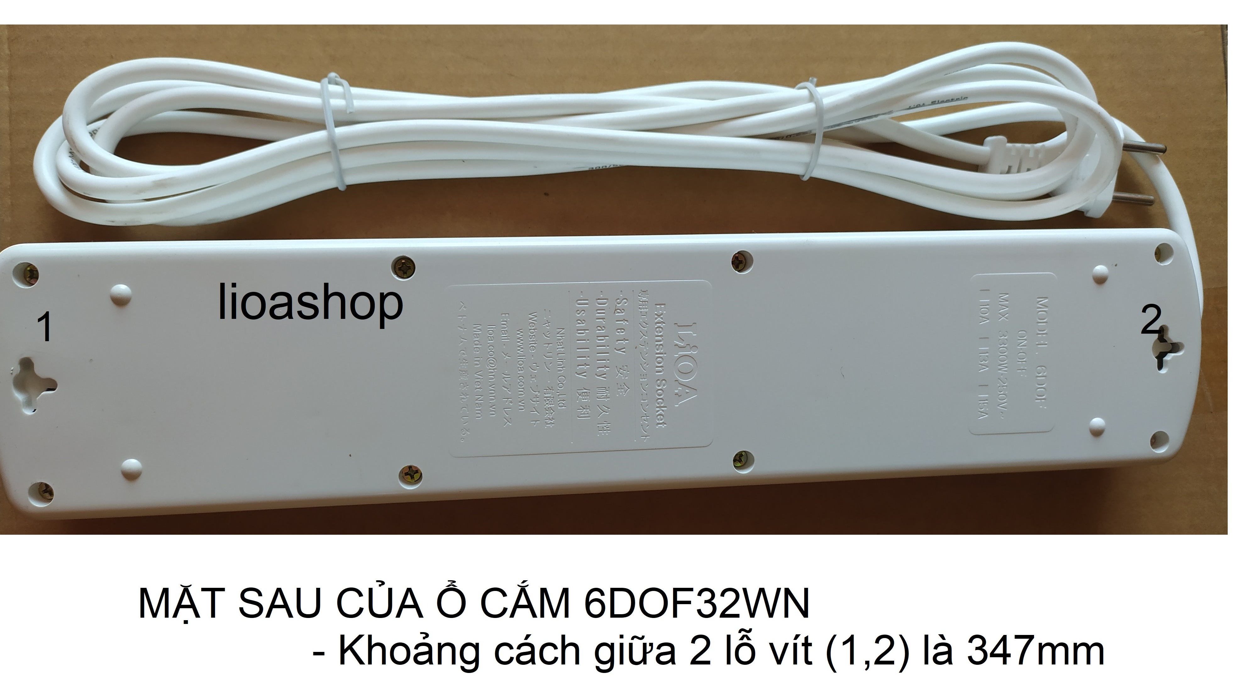 Ổ CẮM ĐIỆN LiOA 6DOF32 - DÂY 3M 2 SỢI