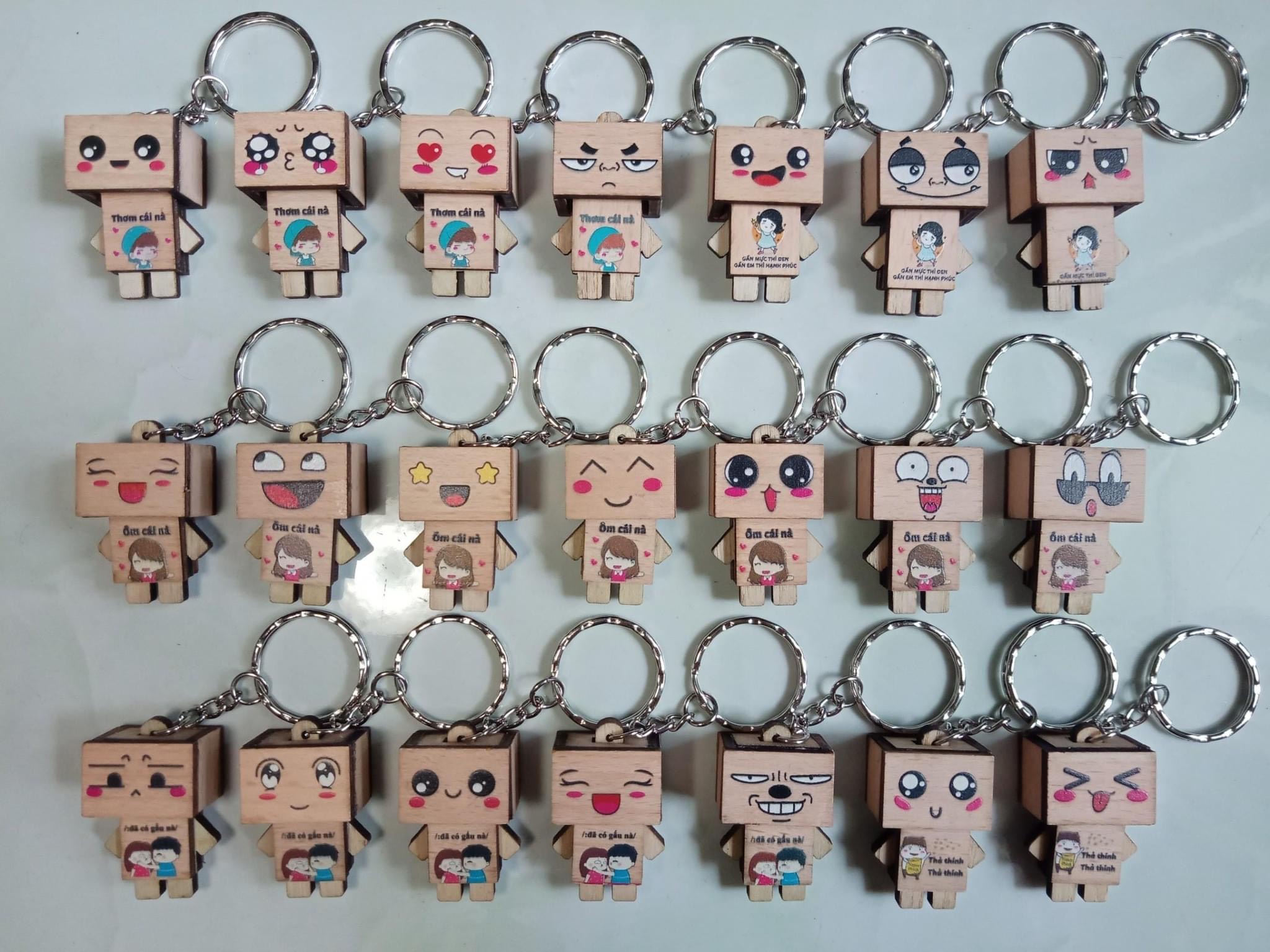Móc khóa Danbo những câu trendy bằng gỗ dễ thương