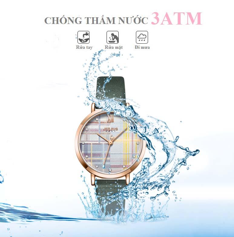 ĐỒNG HỒ NỮ JA-1133D JULIUS HÀN QUỐC DÂY DA (XANH LÁ)