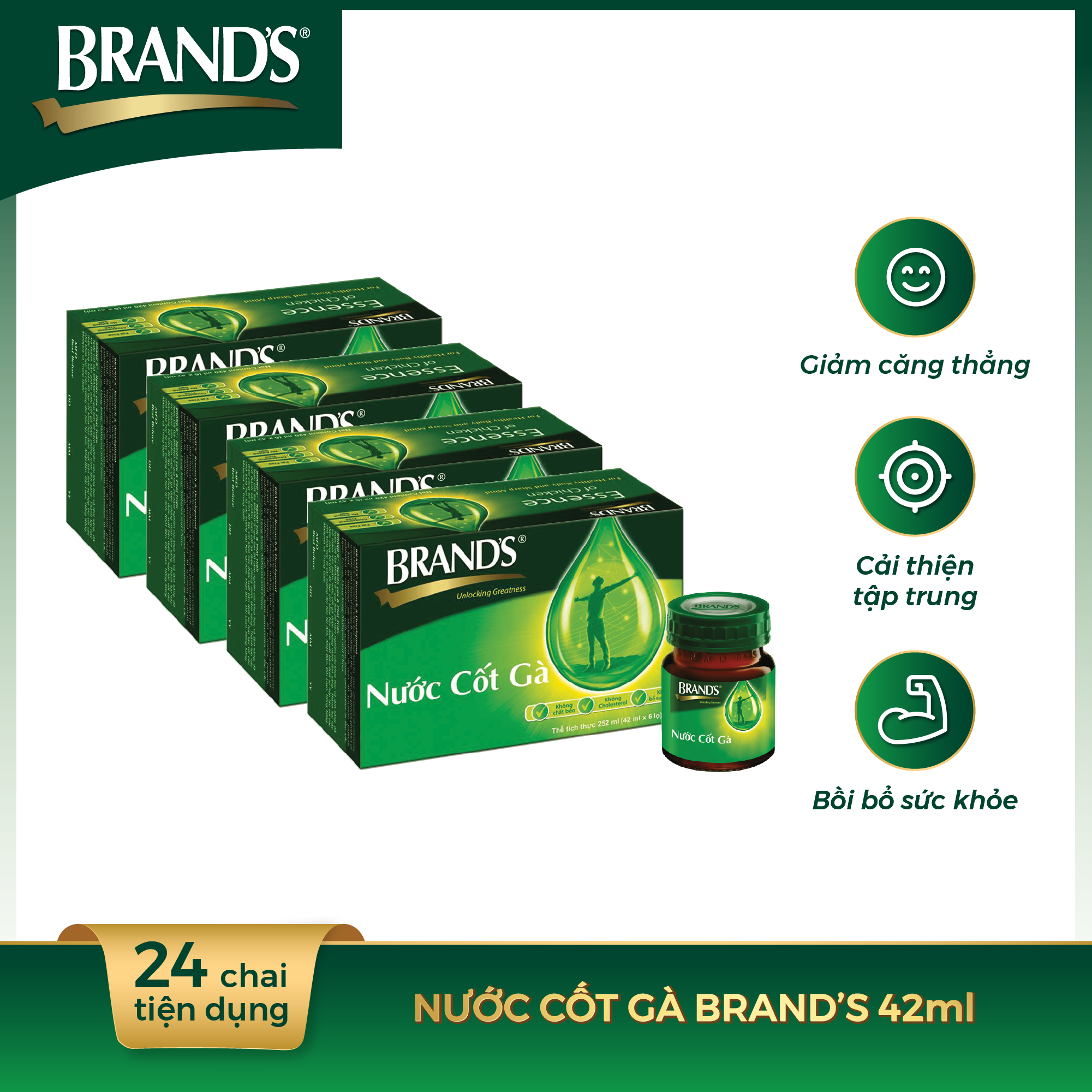 Combo 4 Hộp 6 Chai Nước Cốt Gà BRAND'S (42ml/Chai)