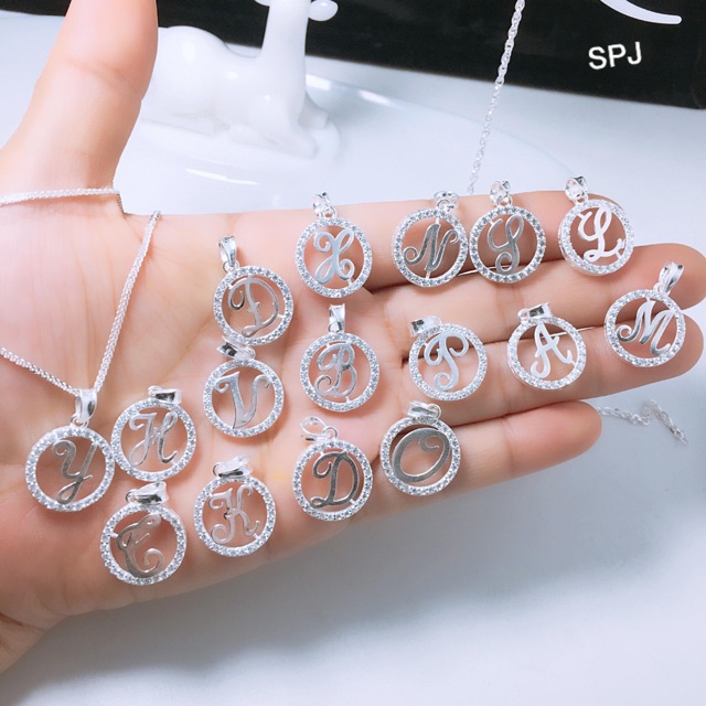 Dây chuyền mặt chữ cái đính đá chuẩn bạc ta sáng đẹp - THJ Cam kết bạc chuẩn, giá tốt kèm bảo hành