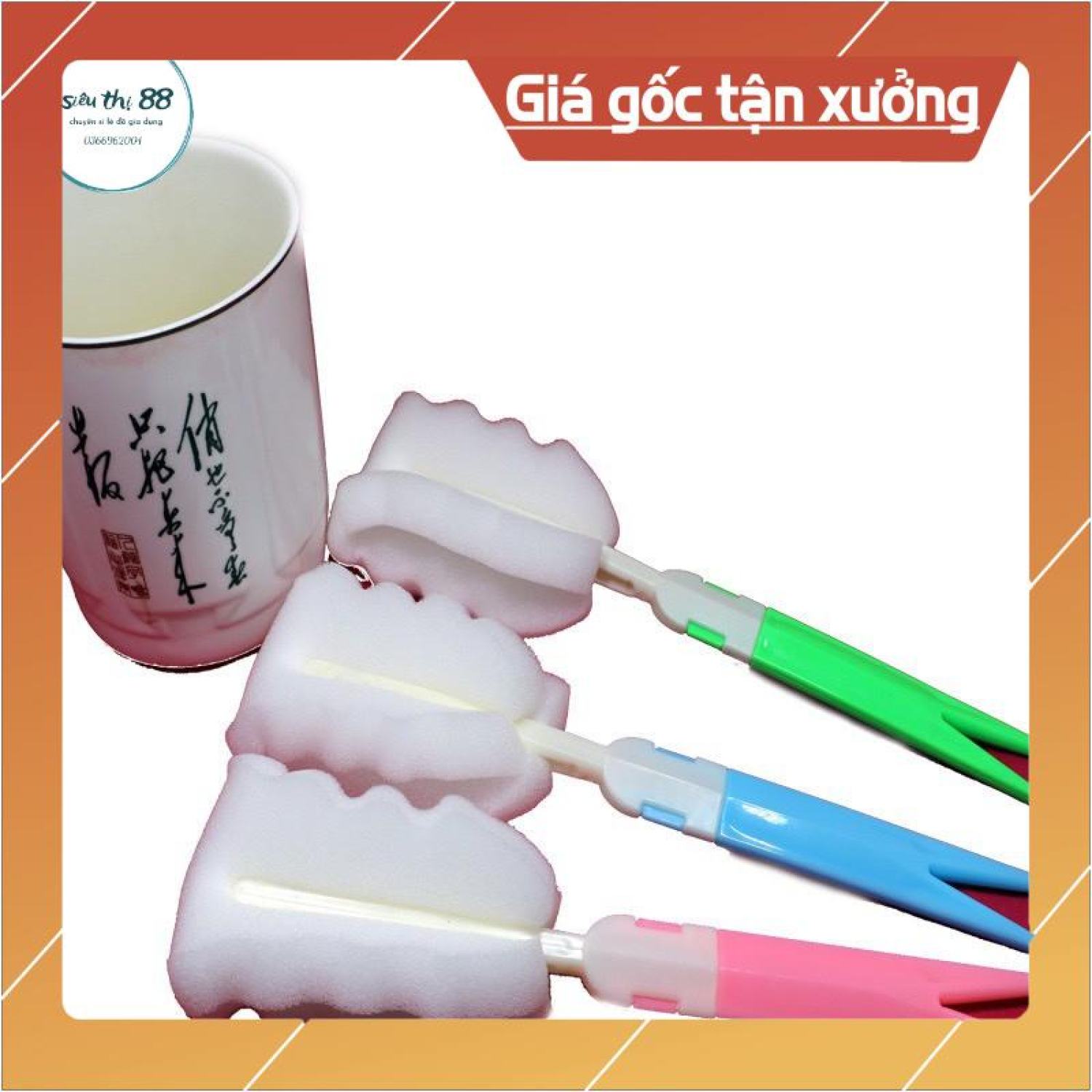 Que Rửa Cốc, Bình Sữa Mút Tiện Dụng - Que Rửa Cốc Bọt Biển (Nhiều Màu)