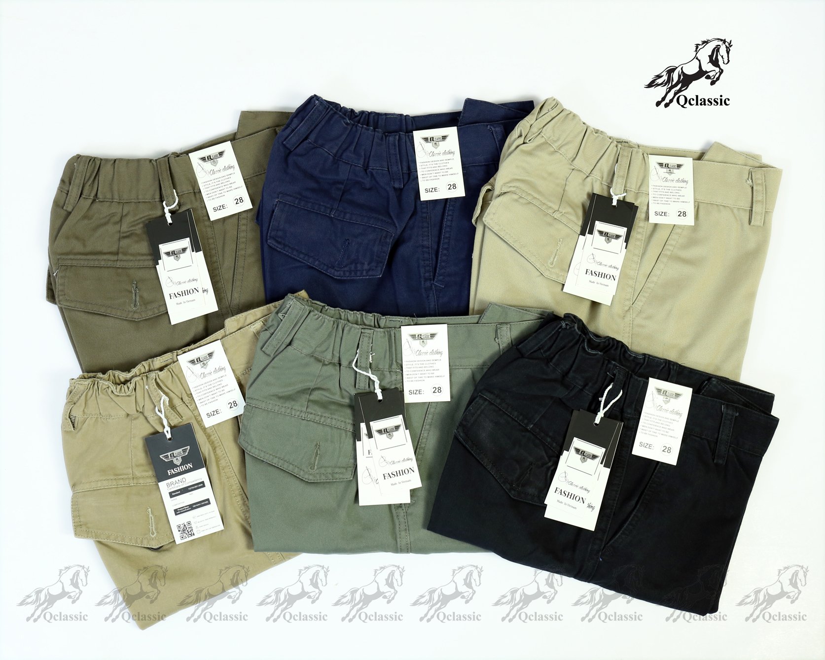 Quần short túi hộp lưng thun chất vải dày dặn mềm mịn