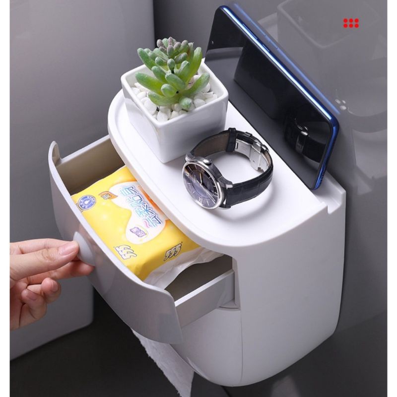 Hộp đựng giấy vệ sinh 2 tầng cao cấp Ecoco dán tường
