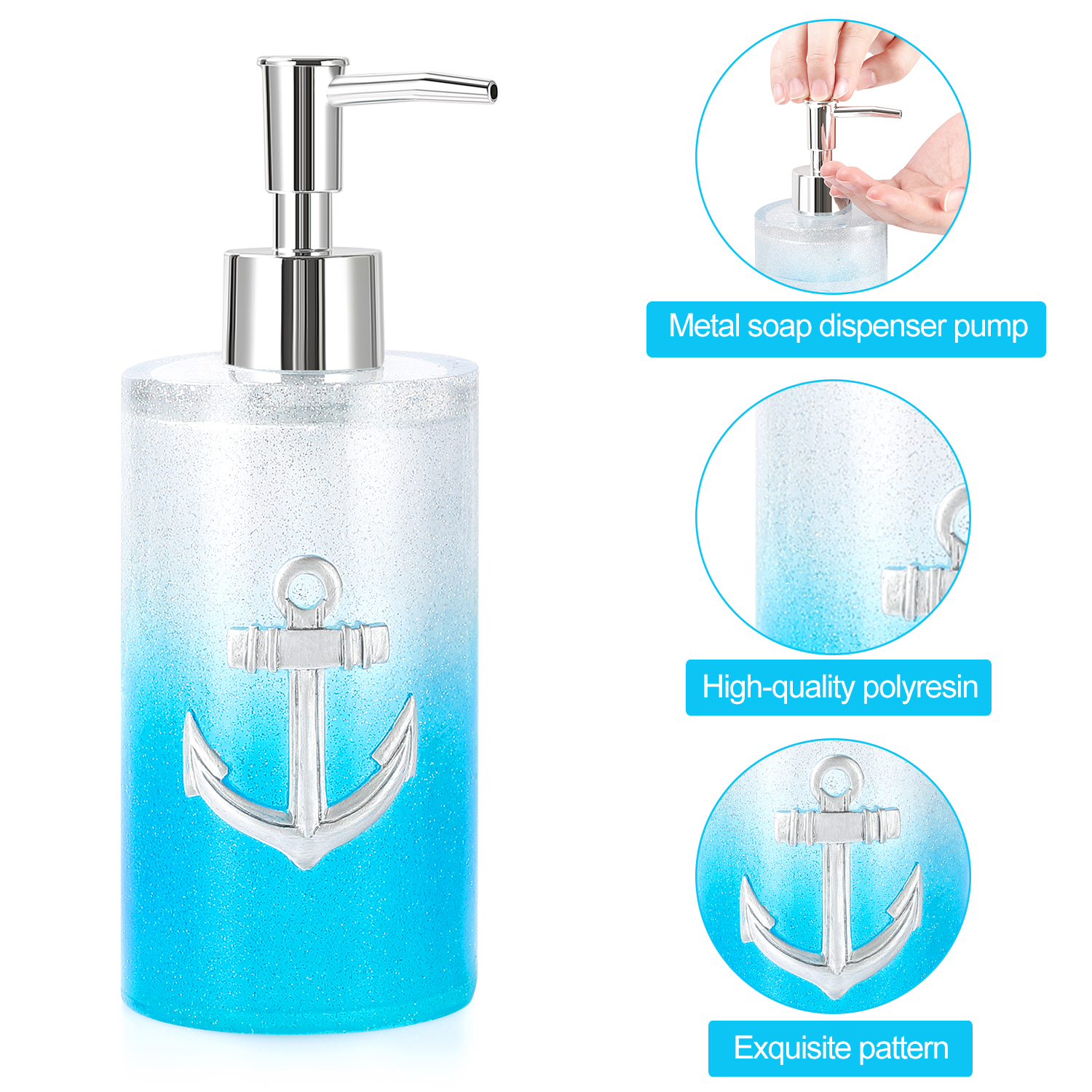 Bộ đồ dùng nhà tắm set 5 món hình mỏ neo
