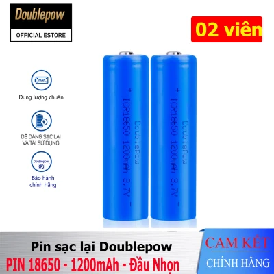 [02 viên] Pin sạc 18650 - 1200mAh đầu lồi (xanh) chính hãng Doublepow, Pin Lithium 3,7V - 18650 dung lượng thực 1200mAh