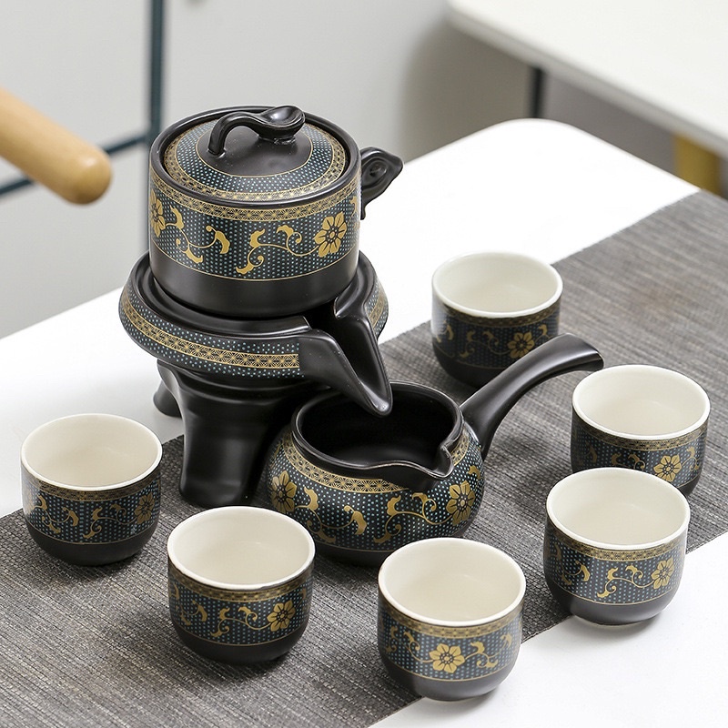 [HÀNG CAO CẤP] Bộ Ấm Pha Trà Cối Xay Cao Cấp Lòng Chén Trắng (Bao gồm 1 ấm trà, 6 chén, 1 bộ cối xay pha trà)