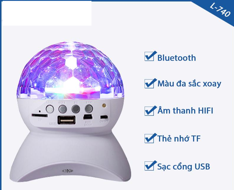 LOA BLUETOOTH KIÊM ĐÈN VŨ TRƯỜNG 7 MÀU  .Loa bluetooth L740 kiêm đèn vũ trường, Đèn LED Chiếu Vũ Trường Kiêm Loa Bluetooth L-740 Loa bluetooth đèn LED 7 màu Cát Thái L-740 hiệu ứng ánh sáng lấp lánh xoay chuyển như trong quán bar,