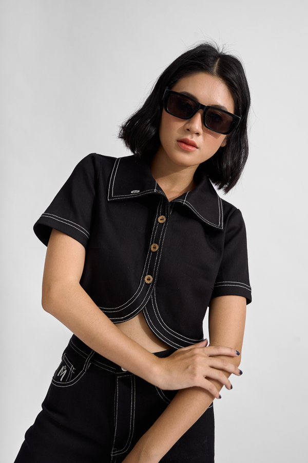 [NHẬP MÃ FALAZSOCIAL1212 GIẢM 15% ] Áo croptop Maybi suông jean lai cong