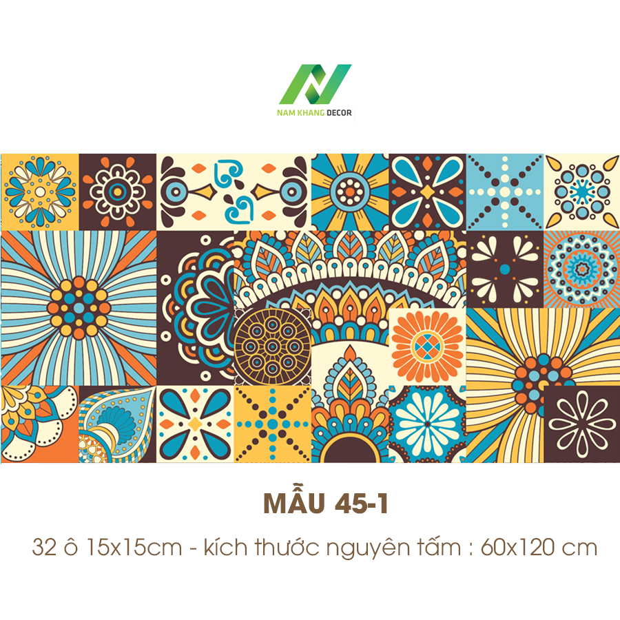 [HCM]Decal gạch bông Set 32 ô 15cm - NK45 (60x120cm)