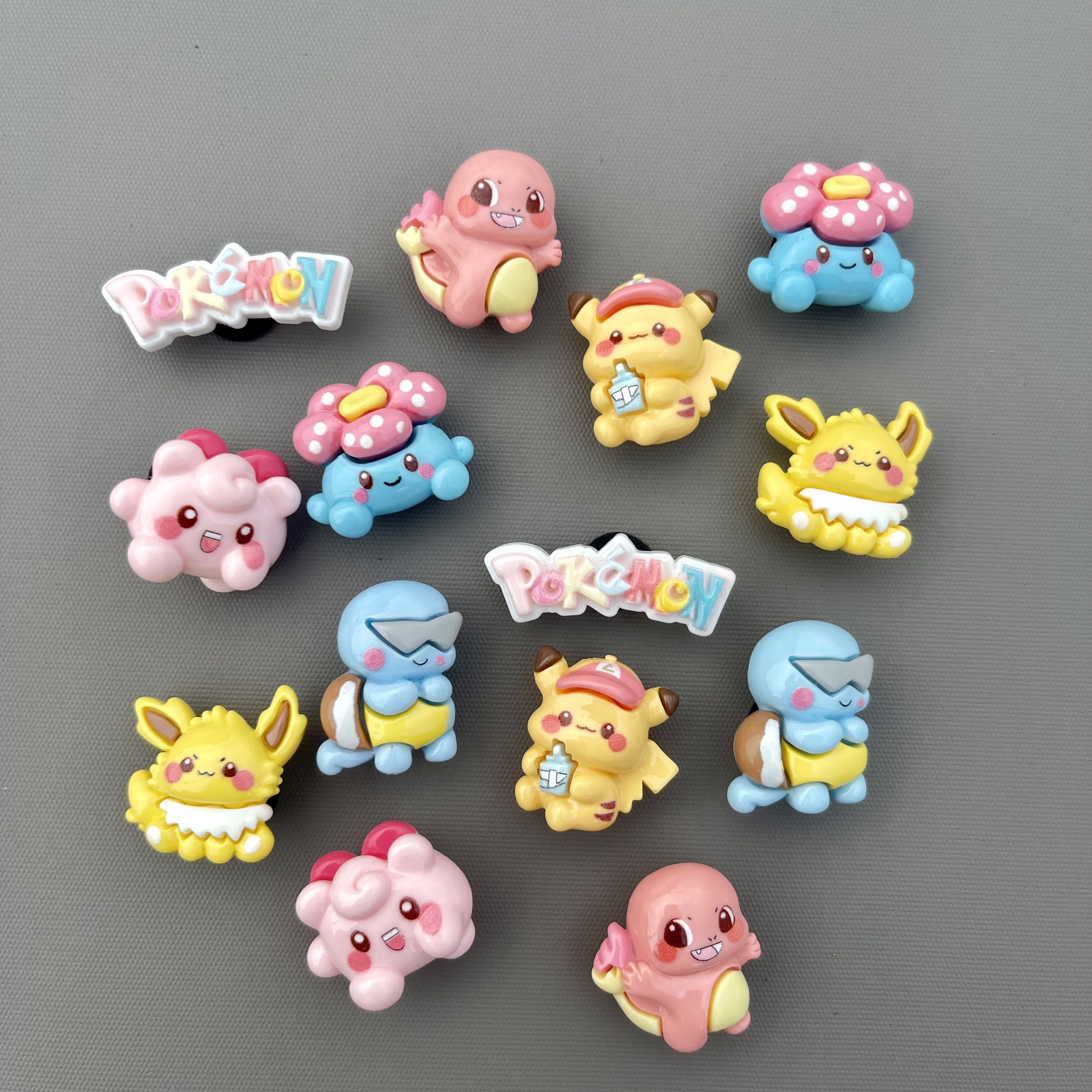 Set 14 jibbitz, sticker, charm 3d chủ đề pokemon diy mayto nhựa cứng gắn dép crocs, cross, dép sục, cá sấu jb-78