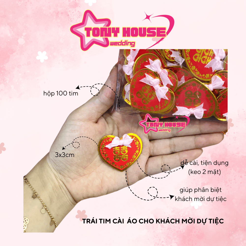 Set 100 Tim cài áo khách mời dự tiệc cưới