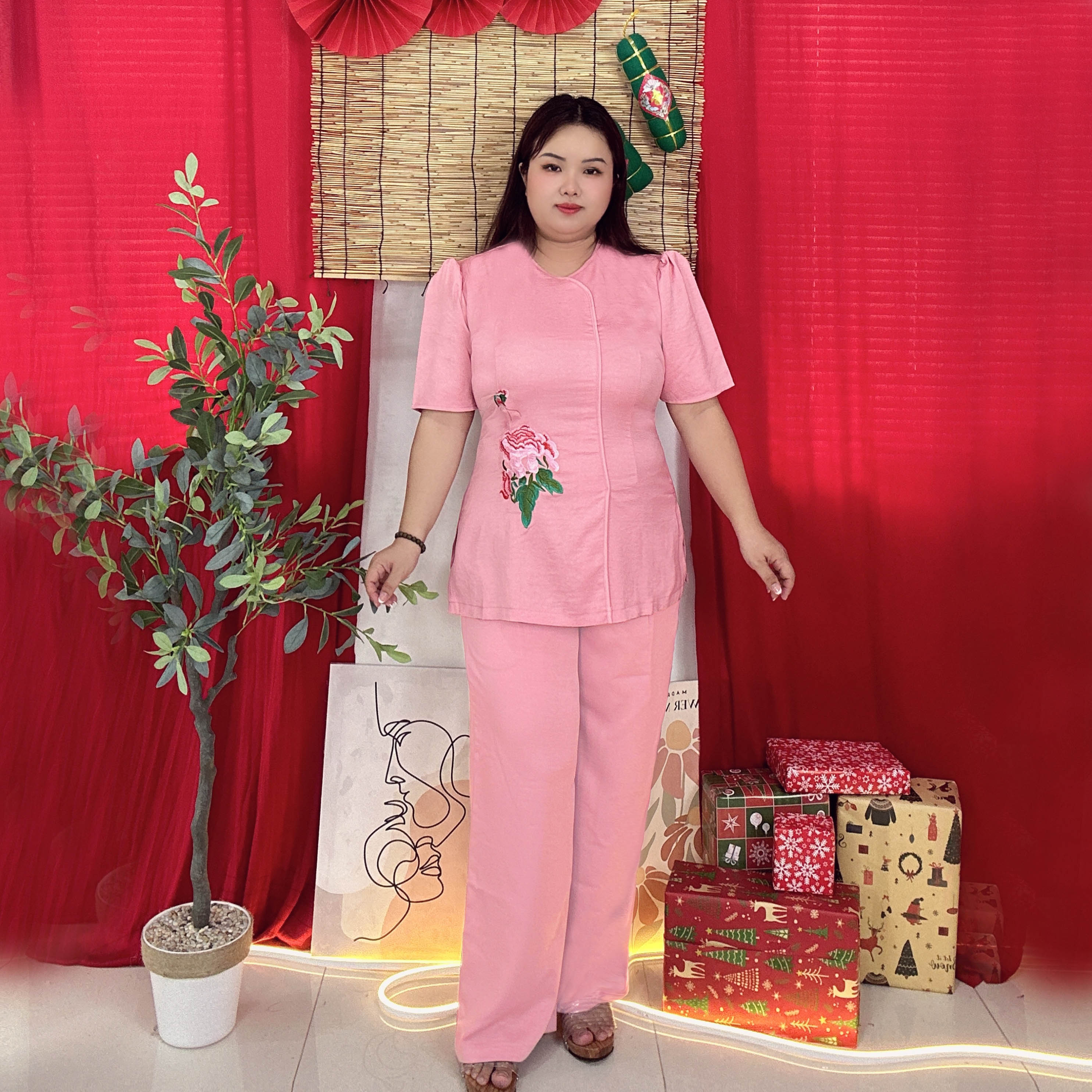[MUA1TẶNG2]Đồ lam đi chùa bigsize thêu hoa nổi cao cấp