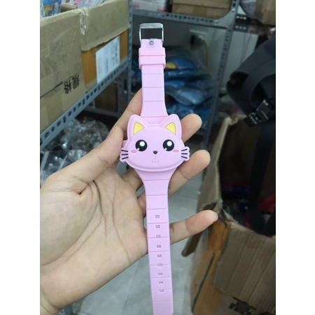 Đồng Hồ Trẻ Em Đèn Led Thỏ Dây Silicon cho bé gái E428