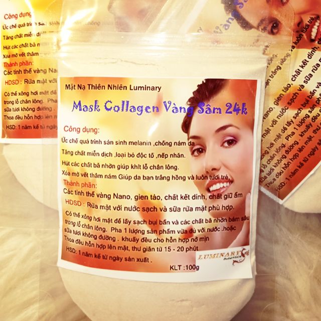 Mặt nạ collagen và.ng sâm handmade GT203