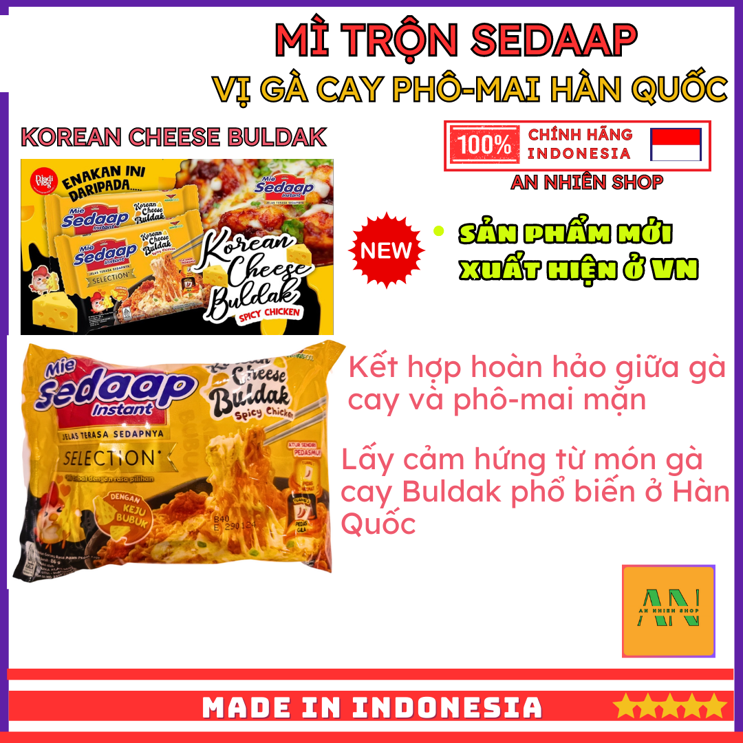 [NEW 2023] Mì Trộn Sedaap - Vị gà cay Phô-mai Hàn Quốc