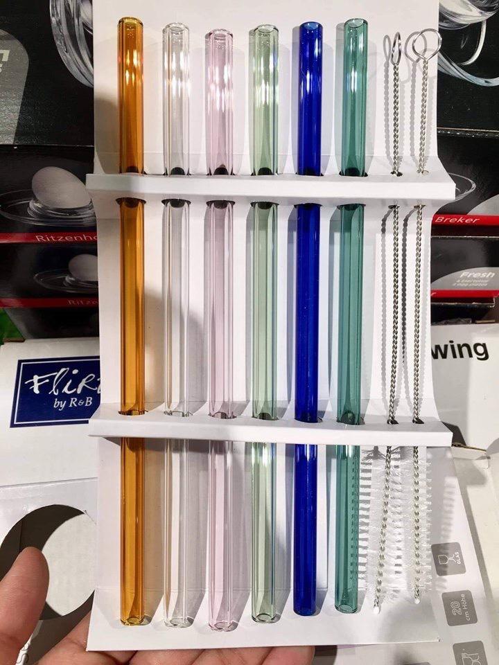 Ống Hút Thủy Tinh Đức KHG Đa Sắc