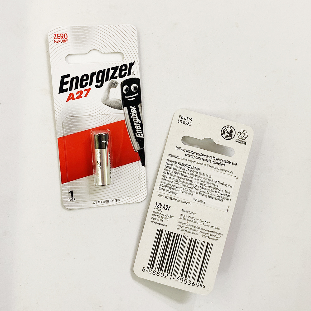 Pin A27 Energizer 12V, Pin remote cửa cuốn 12V chính hãng