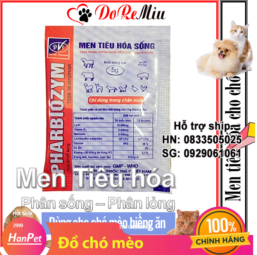 Hanpet - Men tiêu hóa sống cho chó mèo 5gr