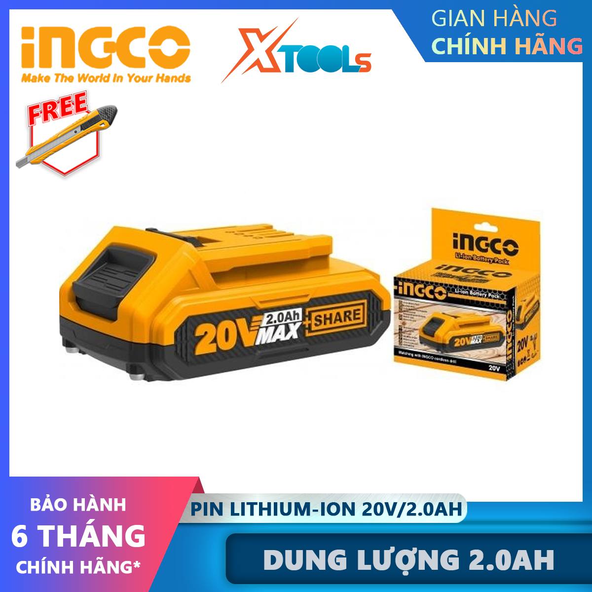 Ingco fbli20011 lithium-ion drill battery | 20V/2.0ah battery for a variety of ingco 20V xtools