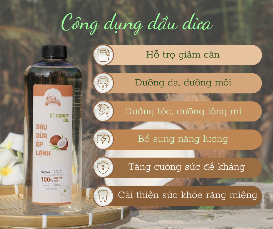 Dầu Dừa Ép Lạnh Bến Tre Nguyên Chất 100% - 500ml