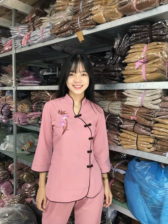 đồ lam đi chùa - mẫu sẫm tàu xéo ( vãi kate )