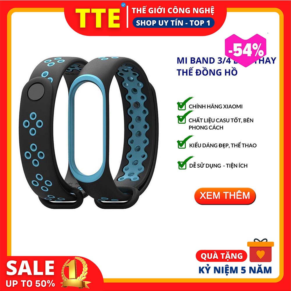 MIBAND 3/4 Dây Thay Thế Đồng Hồ - Dáng thể thao (Đen - Xanh Dương) - TTE