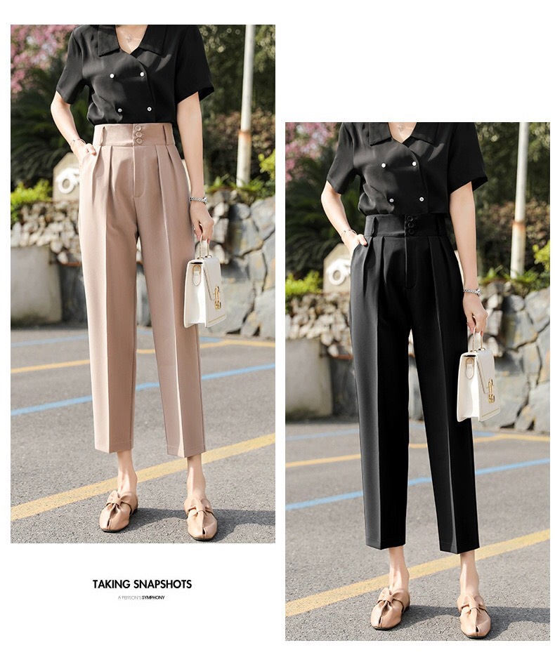Quần Baggy Cạp Cao 3 cúc Siêu Đẹp