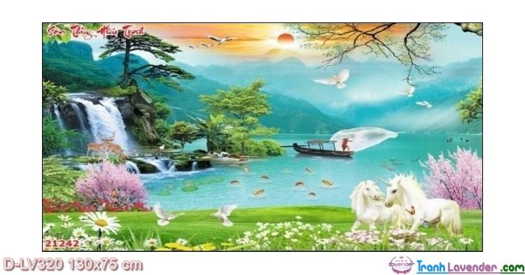 [HCM]TRANH ĐÍNH ĐÁ SƠN THỦY HỮU TÌNH_LV320_130*75 CM