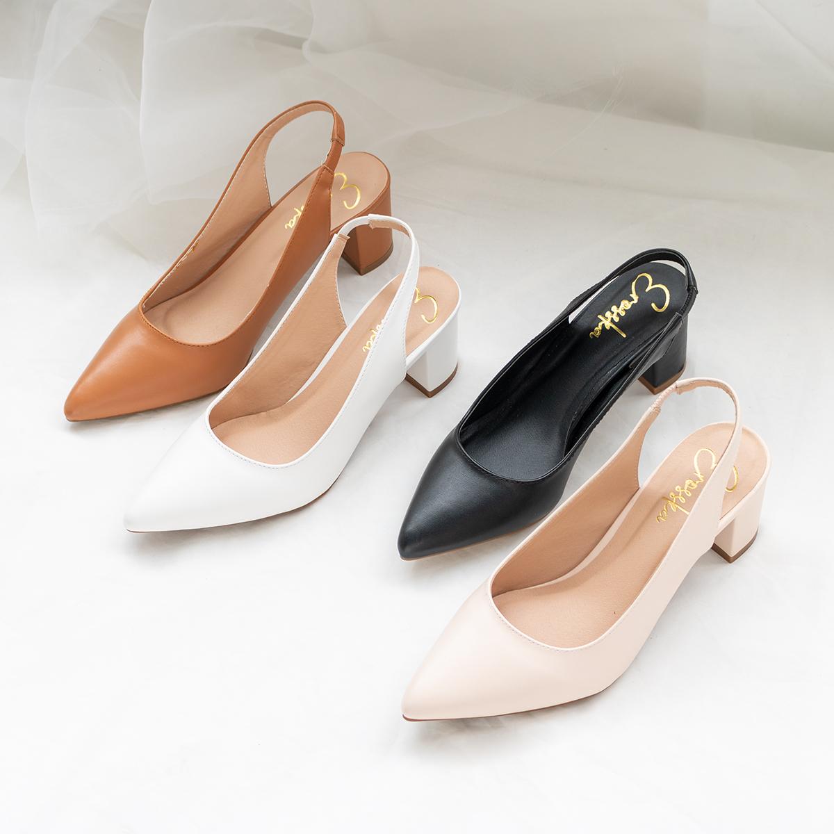 Giày nữ, giày cao gót slingback hở gót, bít mũi thời trang nữ kiểu dáng basic_ EH015 ( BA)