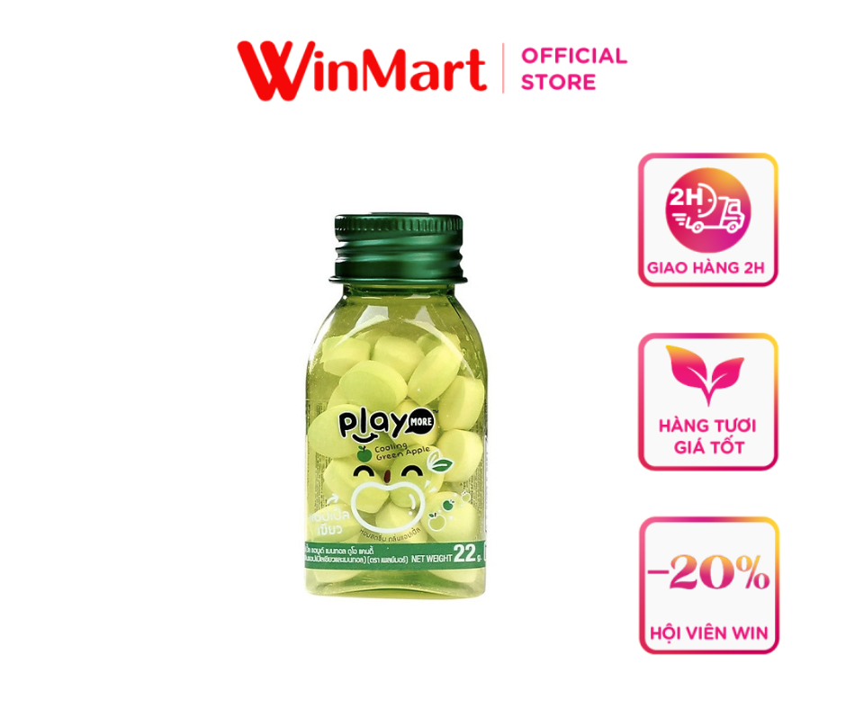 [Siêu thị WinMart] - Kẹo the vị táo xanh Playmore hũ 22g