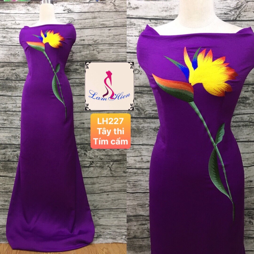 Vải áo dài lụa tây thi bông thêu LH227