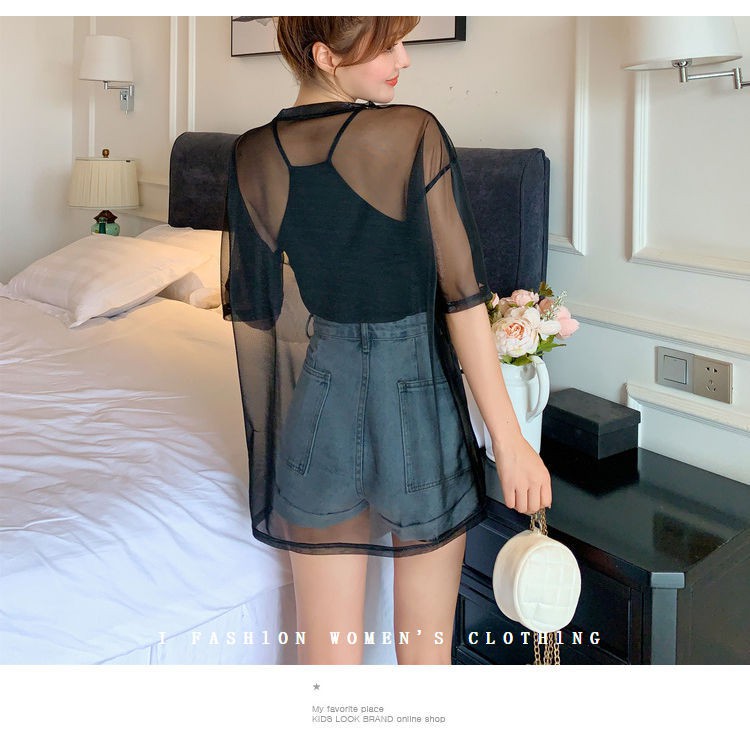 Áo lưới nữ form rộng thời trang phong cách
