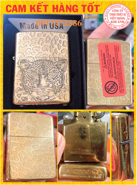 Bật Lửa Zippo Armor Vỏ Dầy, KHẮC CHÌM 5 MẶT HÌnh  BÁO GẤM  RUỘT VÀNG - PHIÊN BẢN ARMORR VỎ DẦY