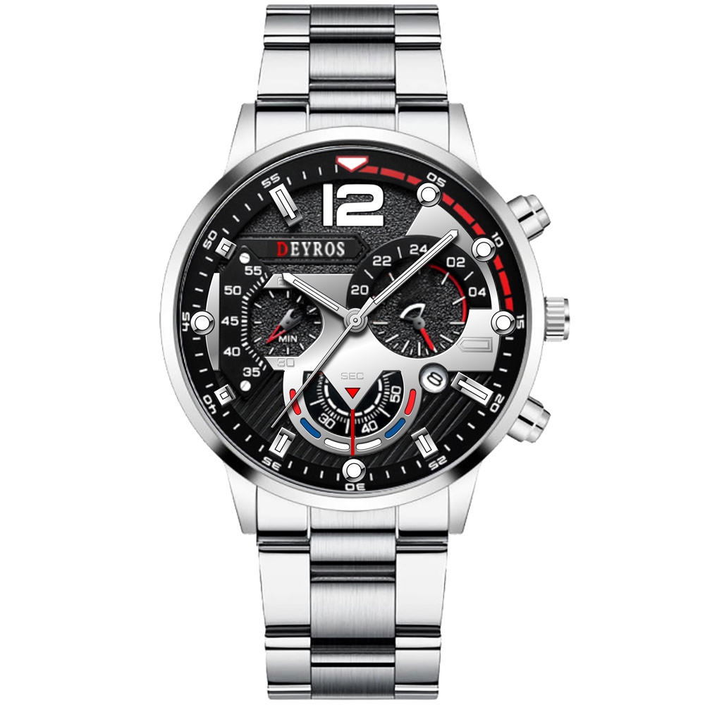 Luxury Gold Watch for Men Original Stainless Steel Waterproof Luminous Watches Casual Black Automatic Non-mechanical Wristwatch