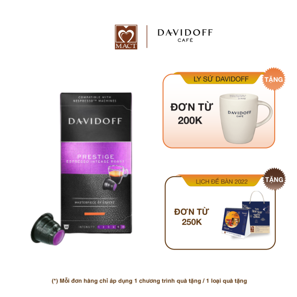 Cà phê viên nén DAVIDOFF CAFÉ PRESTIGE - 100% hạt Arabica - Thơm phảng phất, đắng đậm đà - hộp 55g