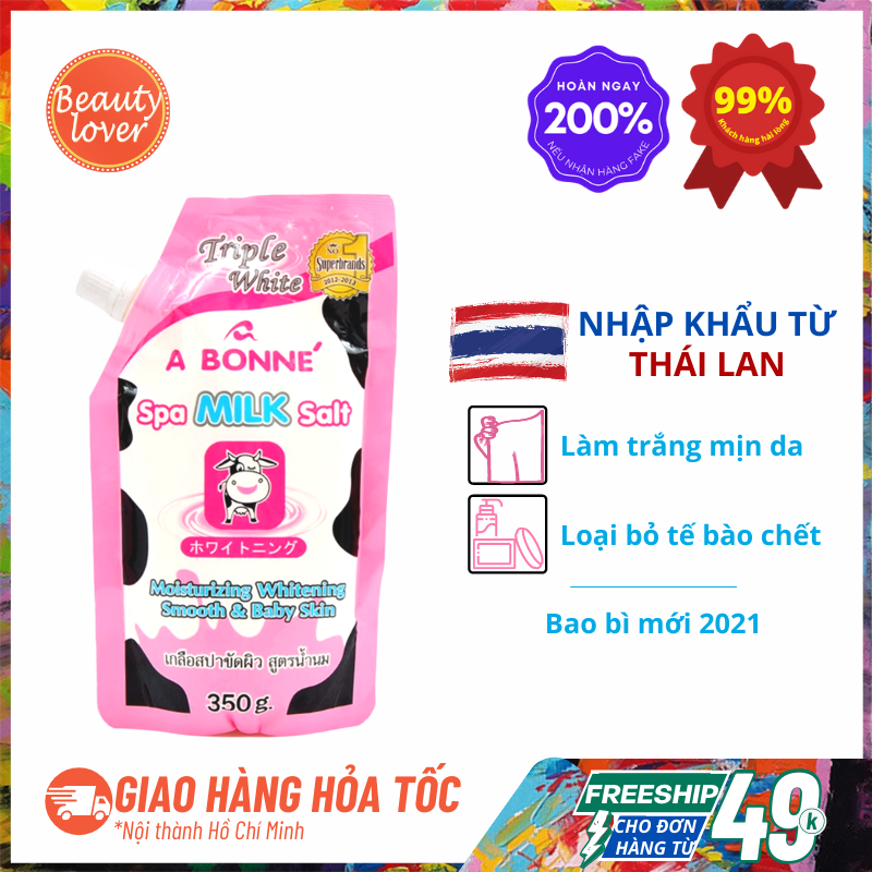 [Hoàn tiền 8%] Muối Tắm Sữa Bò Thái Lan A Bonne Dưỡng Trắng 350g – Beauty Lover Tẩy Tế Bào Chết Body, Dưỡng Trắng Da giá rẻ