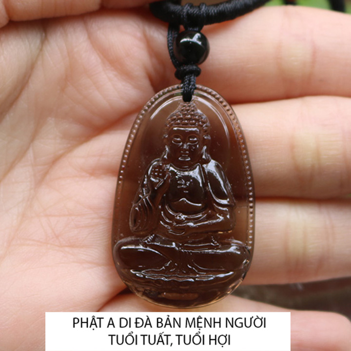 Dây Chuyền Mặt Phật A Di Đà Size Nhỏ 3.7cm x 2.4cm nhiều màu - KÈM dây dù 3ly - Bản mệnh người tuổi tuất, tuổi hợi - cầu sức khỏe - an lành